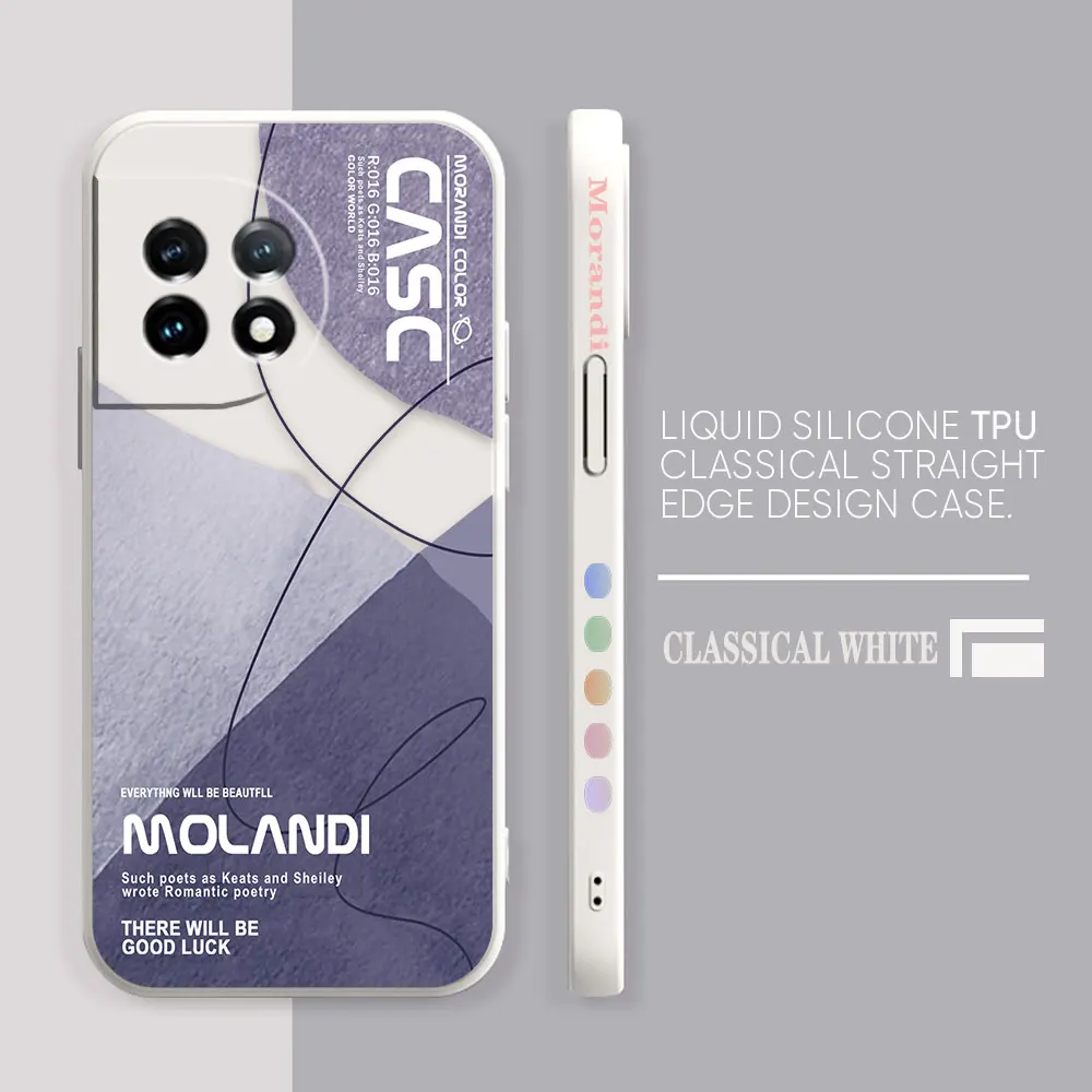 Phone Case For Oneplus 11 10 9 9R 9RT 8 8T 7 7T 5 5T 6 ACE 2 2V NORD Pro Liquid Case Cover Funda Cqoue Shell Capa Morandi Colors