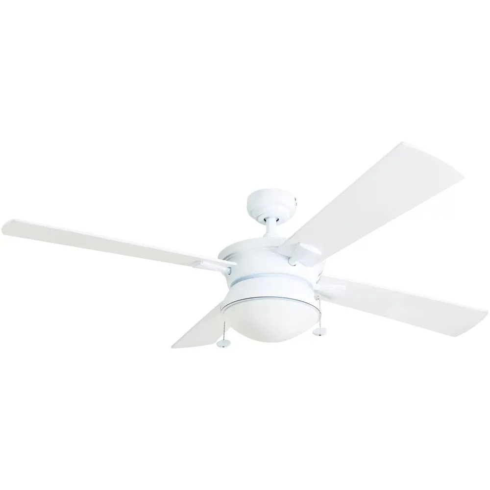 

Auletta 52" White Indoor/Outdoor Ceiling Fan With 4 Blades Light Kit Pull Chains & Reverse Airflow Canopy Fan for Home Control