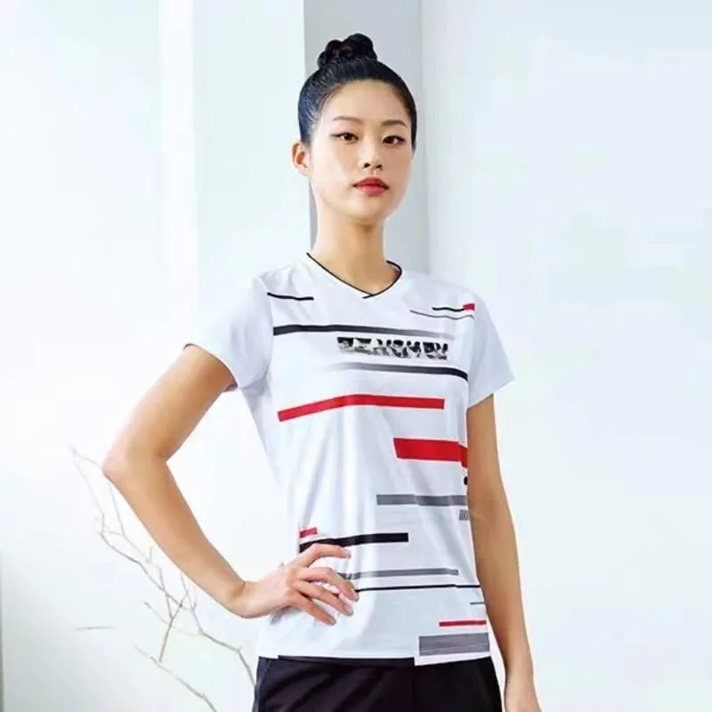 YY badminton half-sleeve men's and women's outdoor sports V-neck match sets absorb sweat and breathe