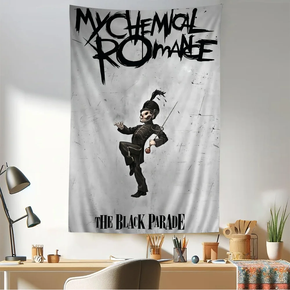 My C-Chemical R-Romance Band Anime Tapestry Hippie Flower Wall Carpets Dorm Decor Hanging Home