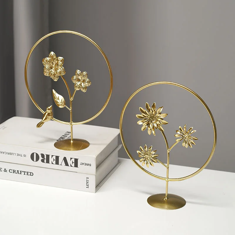 

modern Art decor Gold metal plant ornaments for home decoration accessories for living room bedroom office Christmas Decorative