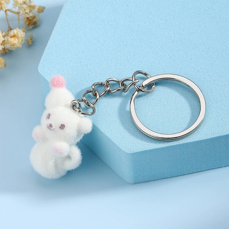 Милый флокированный брелок с медведем мультяшный 3D изображением животных милый