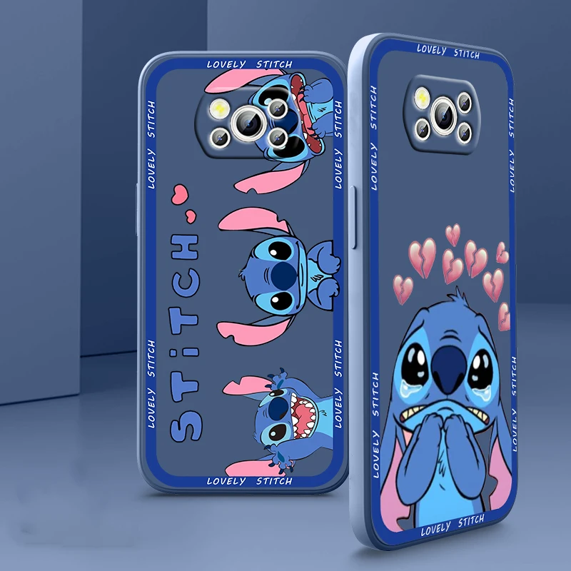 

Disney Lilo & Stitch Art Phone Case For Xiaomi Mi Poco X4 X3 C40 C31 C3 M4 M3 F4 F3 GT Pro NFC 5G Armour Liquid Rope Cover