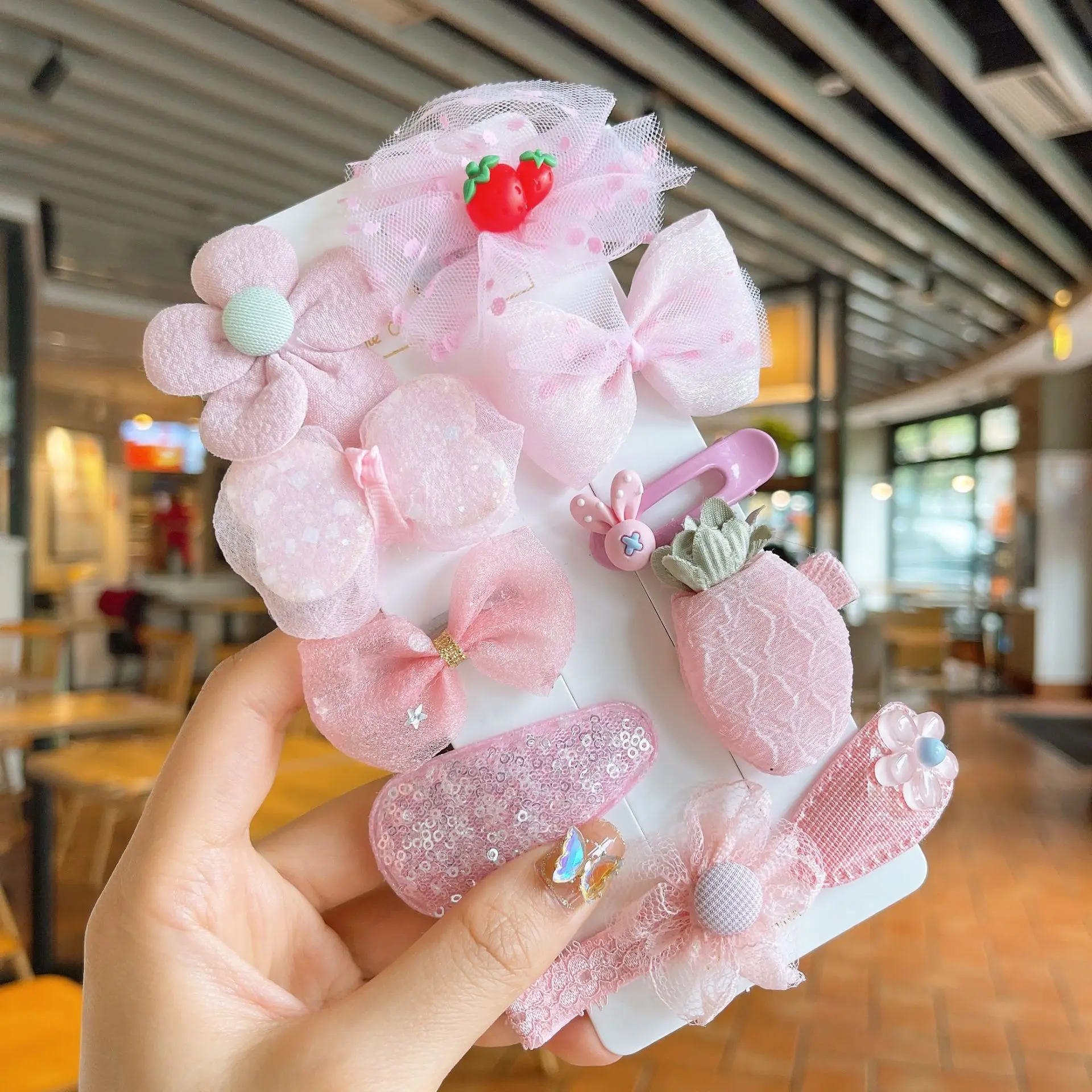 

New Hotsale 10pcs/set Children Hair Clips Floral Bow Baby Hairgrips Metal Barrettes Hair Accessories WLC097