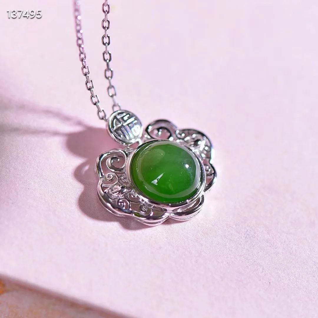 Женский кулон из серебра 100% пробы с Зеленой Мозаикой