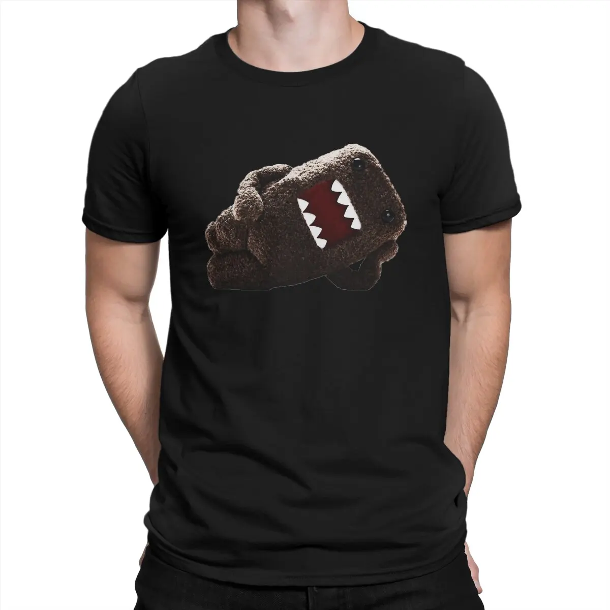 

Креативная Мужская футболка Domo Kun Carbon Edition, Классическая Базовая футболка с круглым вырезом, отличительный подарок, одежда, топы
