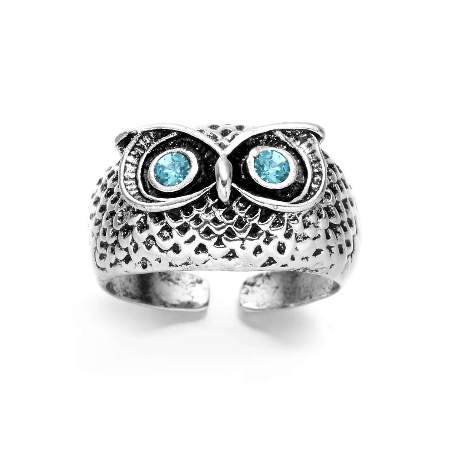 

Blue Eyes Owl Couple Ring For Woman Man Lovers Lady Girls Boy Female Male Animal Adjustable Ring Creative Fashion Jewelry Gift