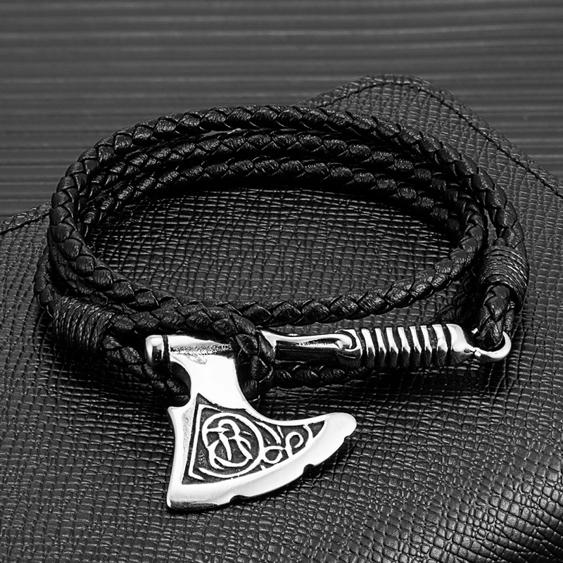 MKENDN мужской браслет с кожаной веревкой для викингов |
