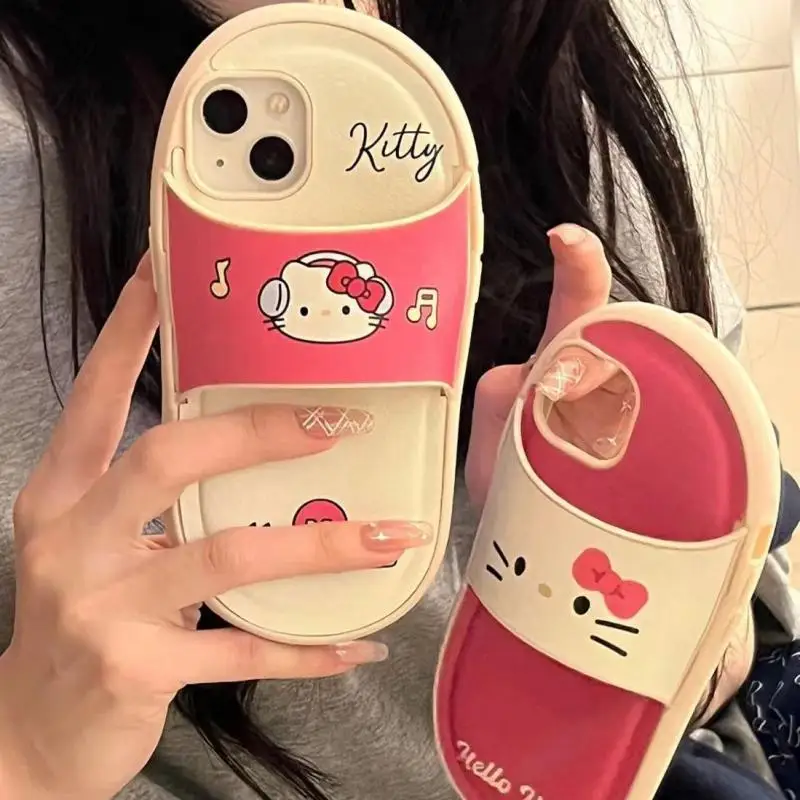 

Kawaii Sanrio Anime Phone Case Cute Hello Kitty Fall Prevention Silica Gel Apple 11 12 13 14 15 Cartoon Phone Case Creative Gift