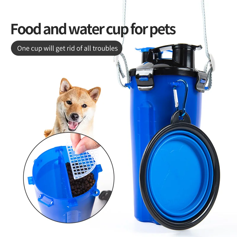 

Portable 2-in-1 Pet Travel Bottle Cat Feeding Container Dog Accessories Pet Products Multifunctional Water Cup
