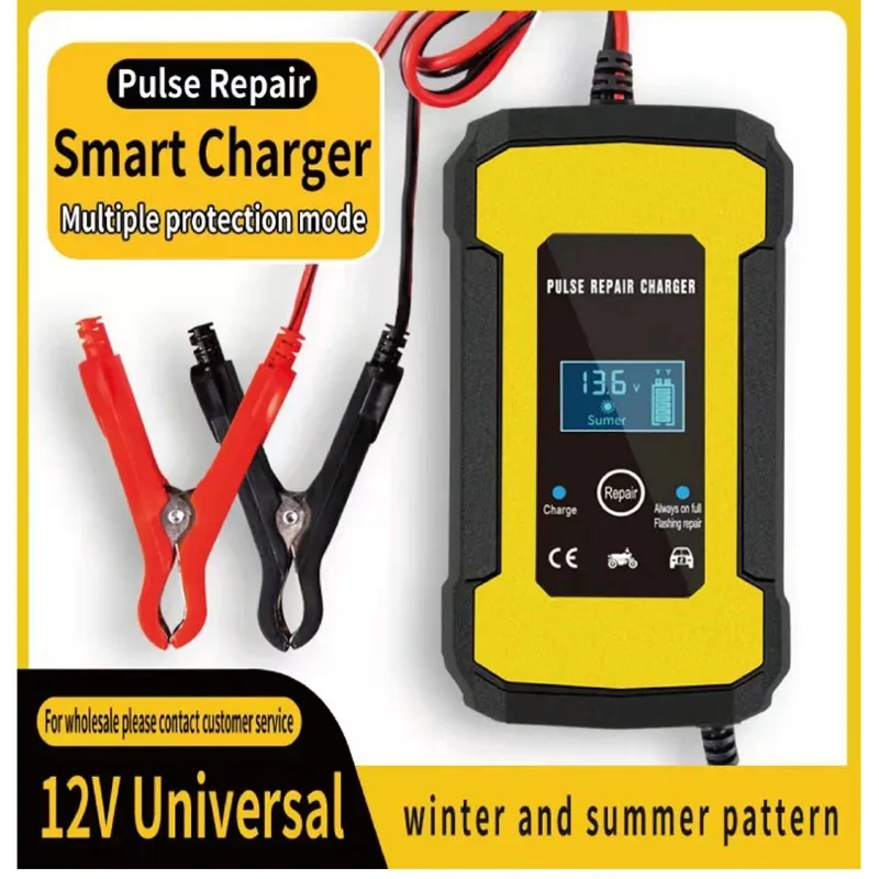 

12V 6A Smart Battery Charger Car Battery Starter Lead Acid LCD Display Pluse Repair Fully Automatic Charge For Car Motorcyle
