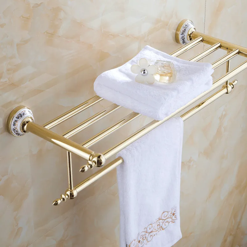 

VidricShelves Metal Chrome Silver Wall Bath Shelf Holder For Towel Hanger Towel Rail Bathroom Accessories Towel Bars ST-6312