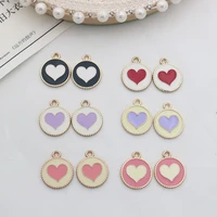 10pcs 2528mm alloy round heart enamel charms mini sweet heart charms for diy necklaces bracelets jewelry accessories