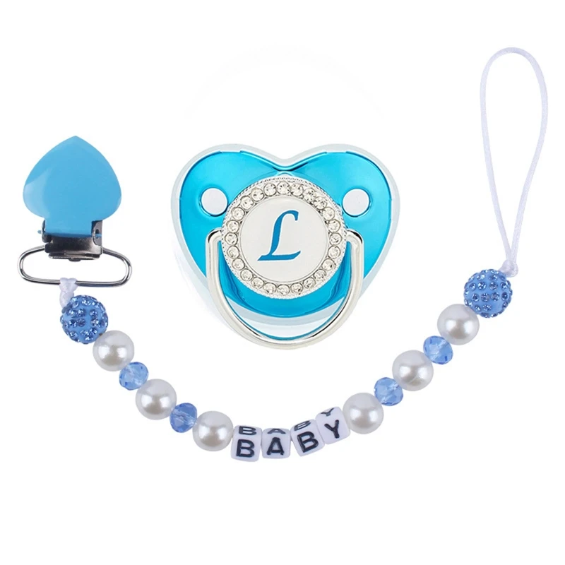 

Baby Silicone Nipple with Pacifier Chain Clip Crystal Rhinestones Pacifier Nursing Teether BPA Free
