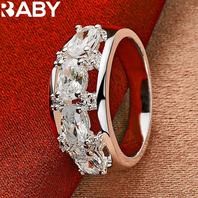 

925 Sterling Silver Four Oval Zircon Rings For Women Luxury Wedding Noble Engagement Band Charm Declaration Fine Jewelry Gift