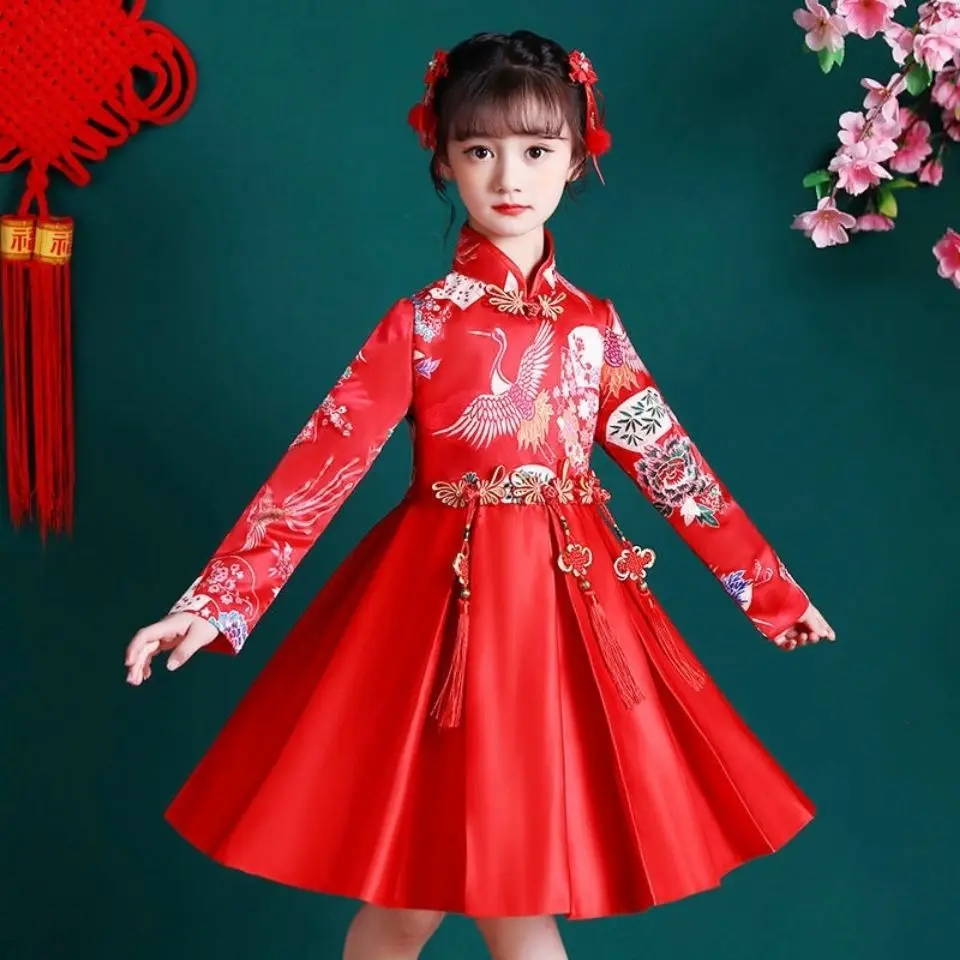

Chinese Traditional Hanfu Girl Spring Festival Children's Costume Fairy Tang Costume Ancient Dress Cheongsam for New Year