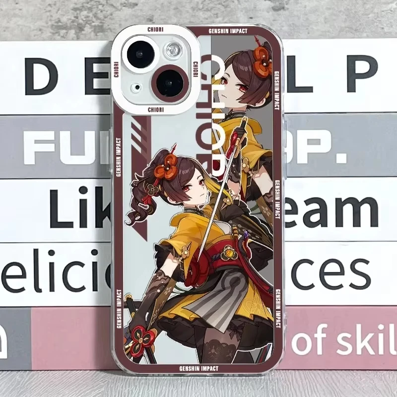 Ударопрочный чехол Genshin для iPhone 16 15 14 13 12 11 Pro Max Mini XS X XR SE 7 8Plus Arlecchino Charlotte Chiori Faruzan Funda