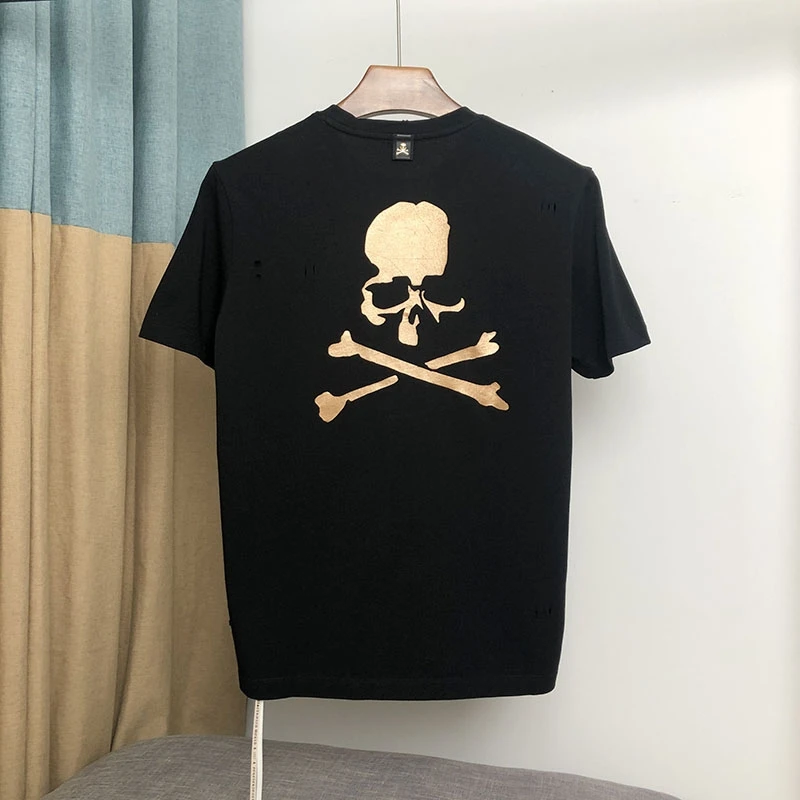 

Футболка Mastermind в японском стиле для мужчин и женщин, Топ оверсайз с радужной лентой, проклейкой, черепом, мастером, с коротким рукавом, 1:1