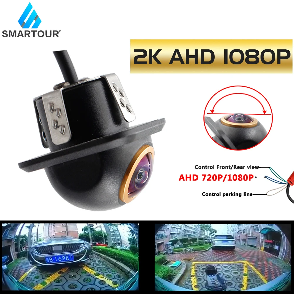

Smartour AHD 2K 1080P Night Vision 180 Degree Golden Lens Car Reverse Backup Rear View Front Vehicle Camera Android DVD Monitor