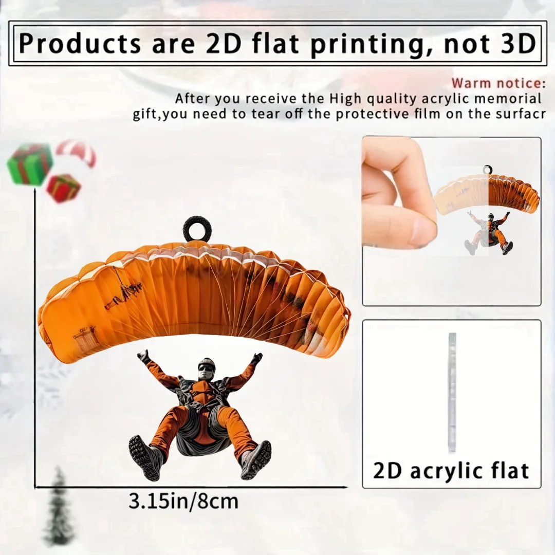 

Подвеска для любителей параплана, брелок для прыжков с парашютом, 2D плоский акриловый орнамент, подвесное украшение для автомобильных сумок, праздничный подарок на вечеринку