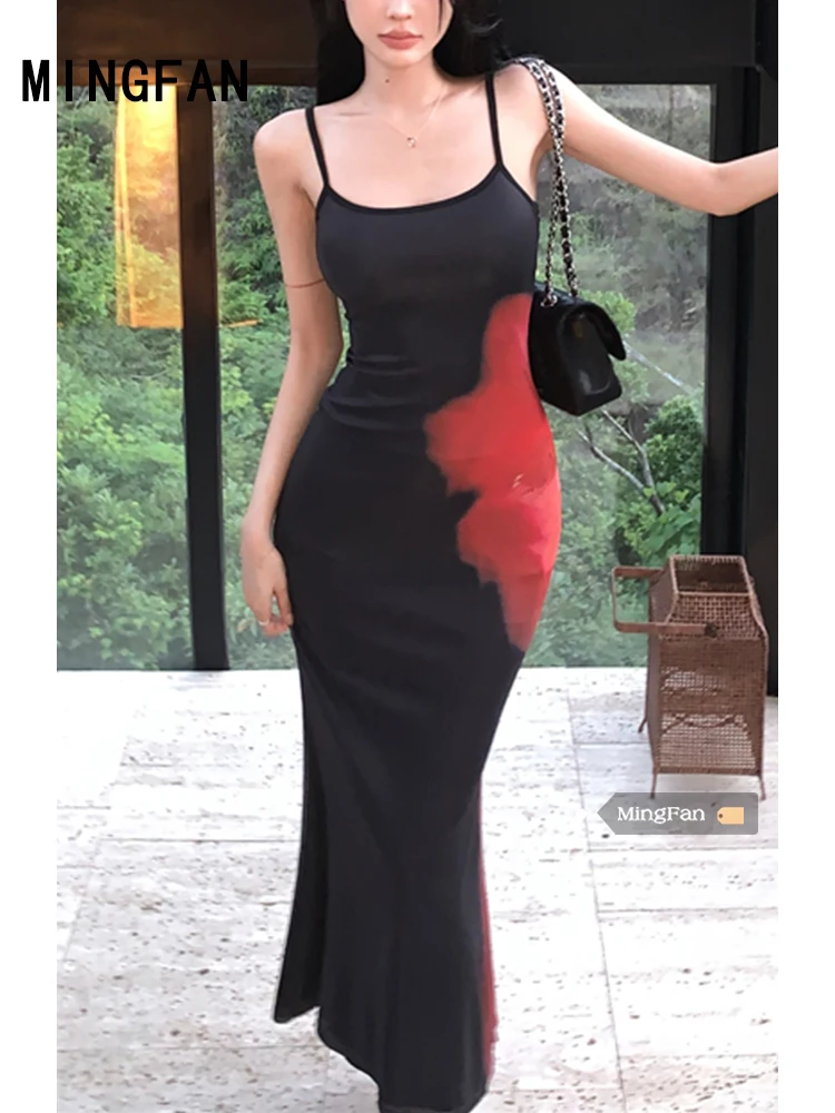 Новинка лета 2024 женская одежда платье на бретельках с ретро-принтом сексуальное