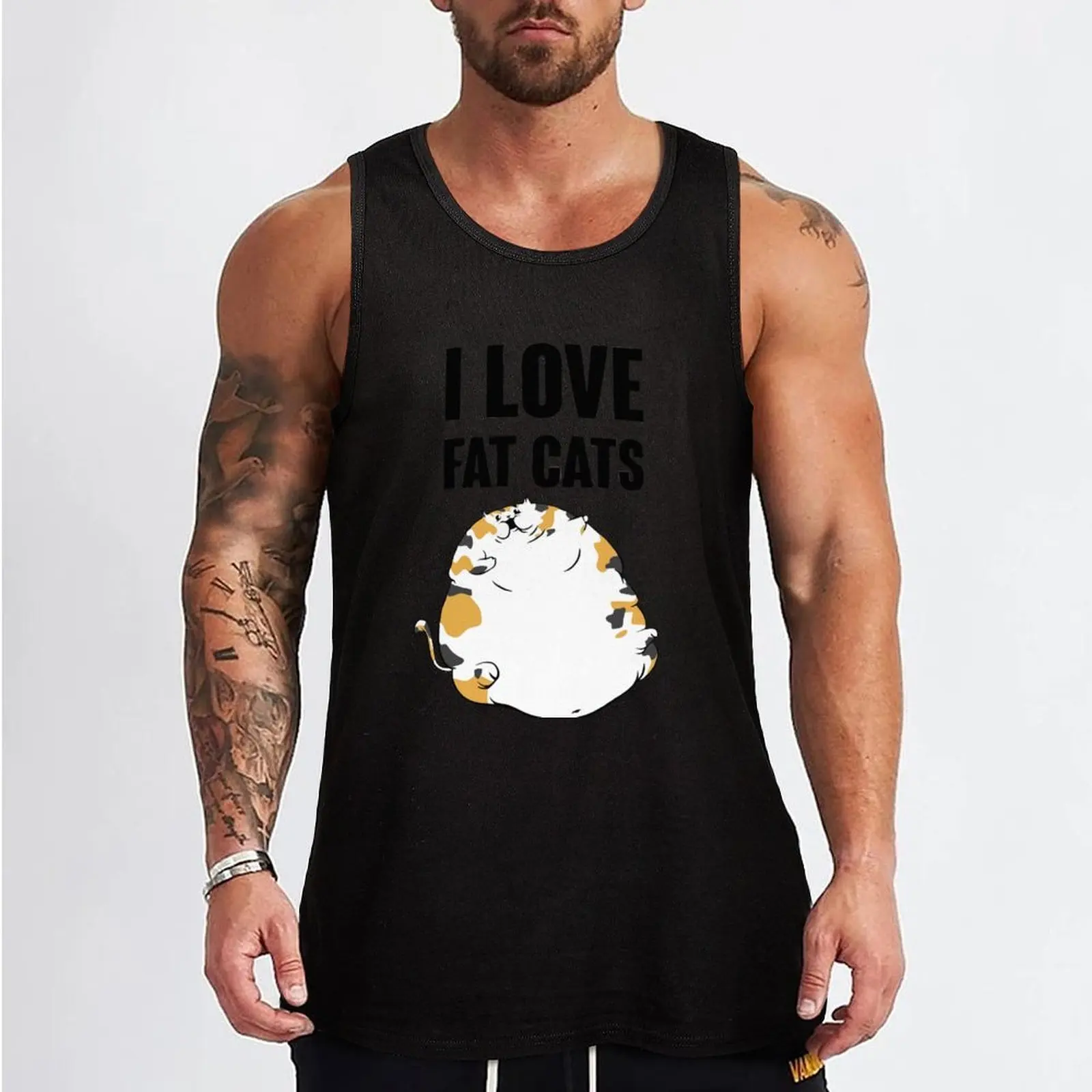 Фото Майка I LOVE FAT CATS для бега и занятий спортом, влагоотводящая, быстросохнущая №2