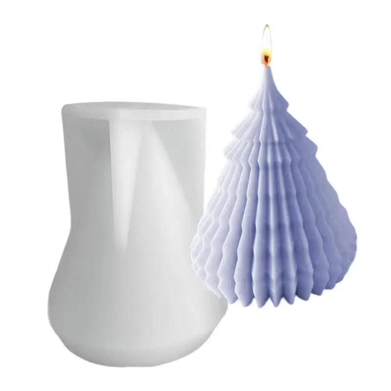 

3D Christmas Tree Candle Mold Resistant To High-and-Low Temperature Fondant Mould Geometric 3D Christmas Tree Silicone Mould For