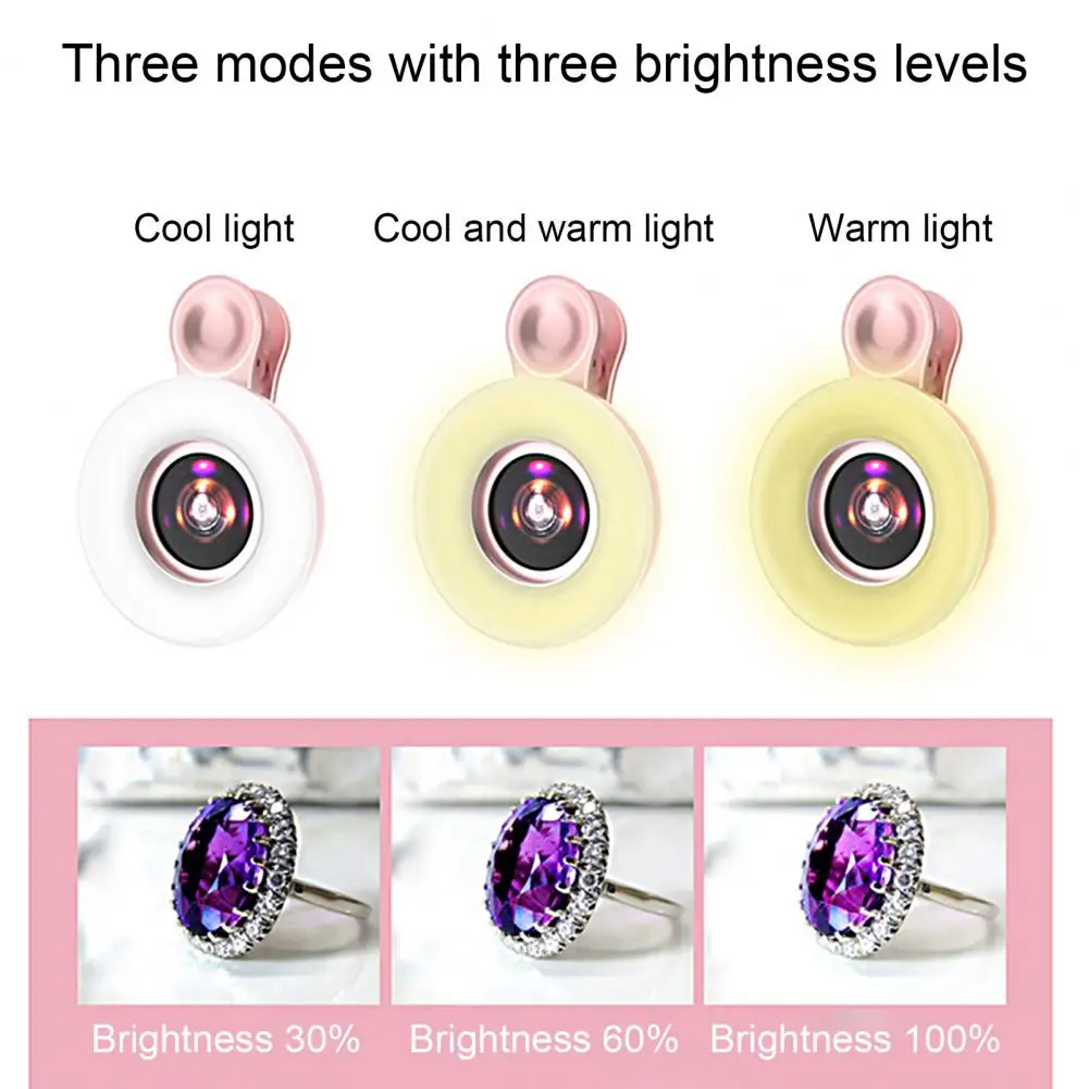 

Accessory Durable Multipurpose Compact Phone Lens ABS Phone Selfie Lamp Convenient for Make Up
