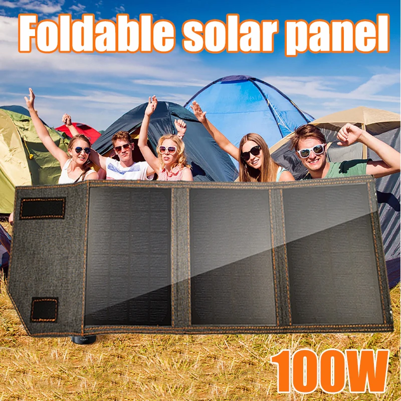 

100W Outdoor Foldable Solar Panel Cell 5V USB Portable Solar Smartphone Battery Charger for Tourism Camping Hiking Phone Charger
