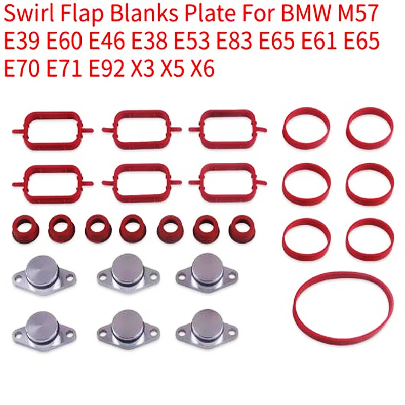 

Swirl Flap Blanks Plate & Intake Inlet Manifold Gasket Seal For BMW M57 E39 E60 E46 E38 E53 E83 E65 E61 E65 E70 E71 E92 X3 X5 X6