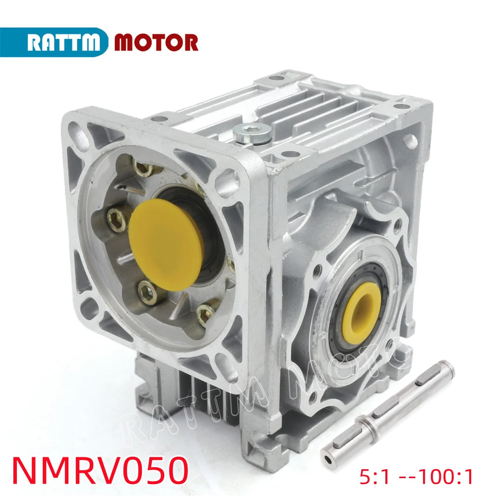 NMRV050 worm gear gearbox reducer ratio 5:1 to 100:1 For Nema 42 Nema 32 Servo Stepper Motor + Single Shaft