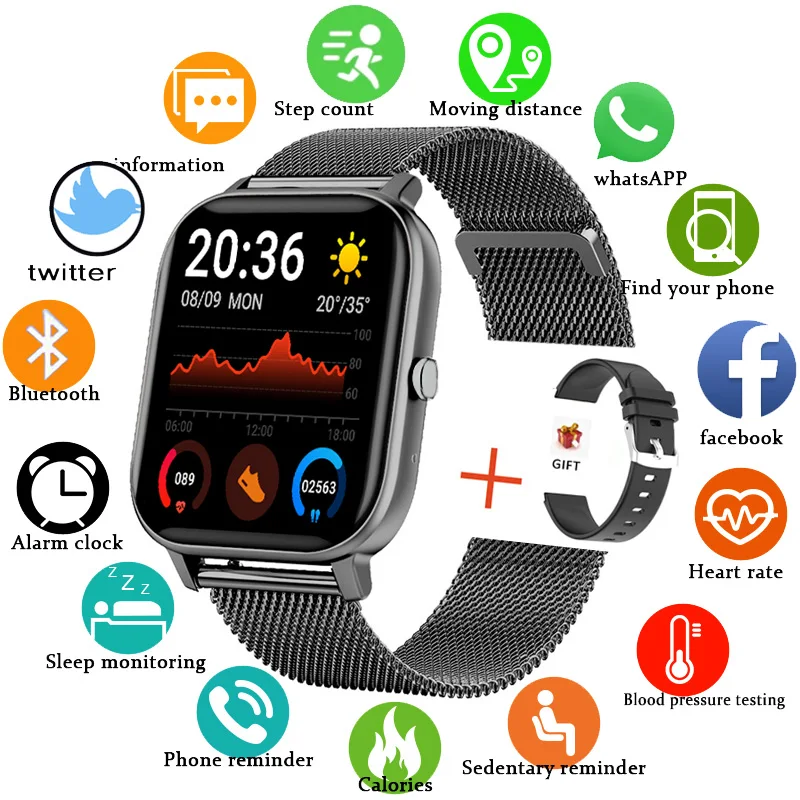 

2022 New Smart Watch Men Women Heart Rate Blood Pressure Monitoring Fitness Tracker Bluetooth Call Smart Watch Man for Xiaomi