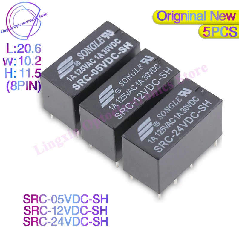 

5pcs/lot Signal relay SRC-05VDC-SH SRC-12VDC-SH SRC-24VDC-SH DC 5V 12V 24V relays 8Pins 1A brand new original