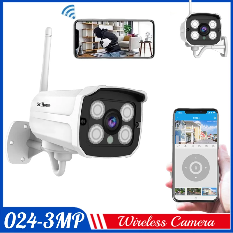 

MONITOR Srihome SH024 3MP IP Camera H.265 Wireless WiFi Smart Motion Detection AP Hotspot Voice Intercom Surveillance Camera