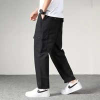 fashion men cargo pants cotton loose multi pockets casual trousers mens outdoor fashion solid color straight jogger pants