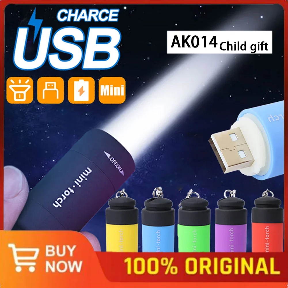 

Travel Outdoor Portable Children's Flashlight Small Keychain Light USB Charging Flashlight Strong LED Mini Pocket