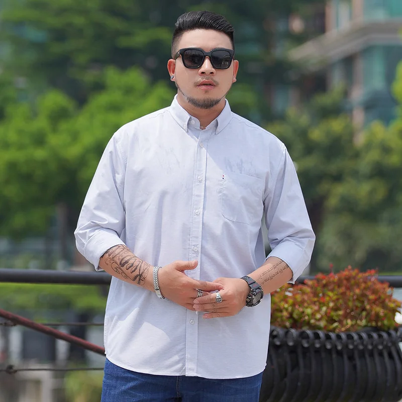 

Extra Large Loose Fit Male 9XL 10XL Long Sleeved Men Shirt Fat Guy 6XL 7XL 8XL Plus Size Dress Shirts Big Men 175kg Wear