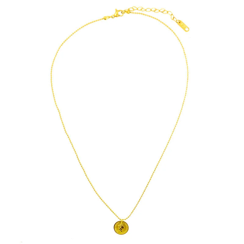 

French Retro Titanium Steel Temperament Fashion Round Card Embossed Portrait Necklace For Women