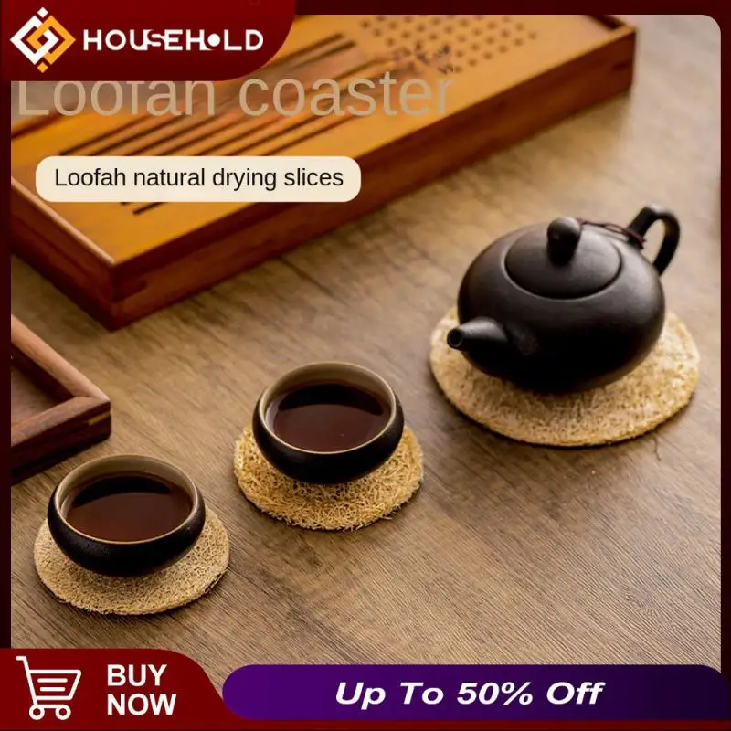 

Durable Teapot Mat 100 Natural Tea Ceremony Retro Chinese Tea Saucer Teaware Tray Kitchen Accessories Loofah Kitchen Coaster