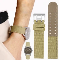 20mm 22mm canvas nylon strap soft genuine leather watchband men replacement bracelet wrist band for hamilton khaki h68201993