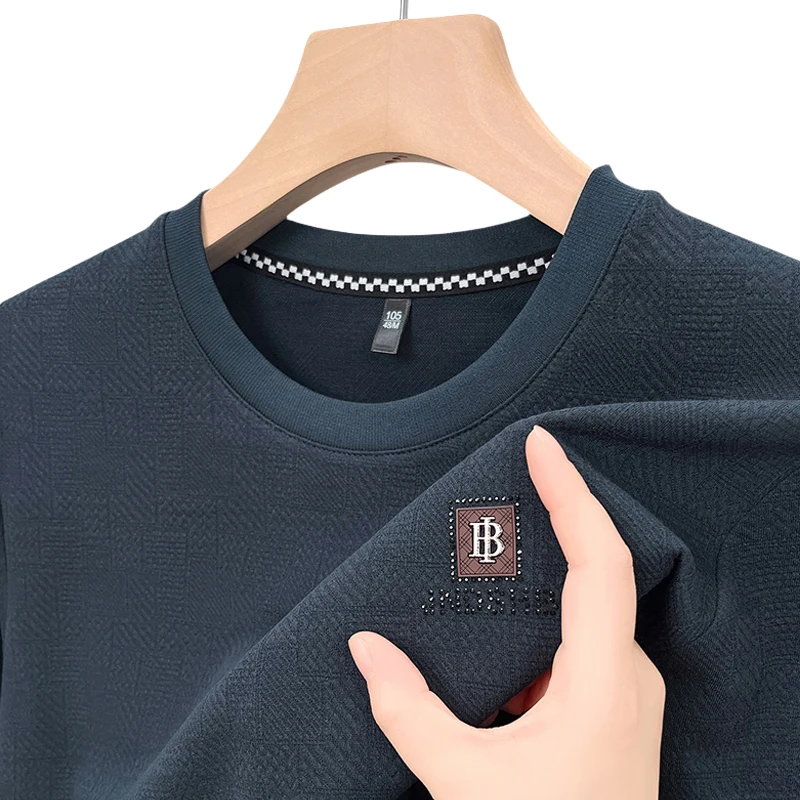 Romon Cotton Hoodie Men's Long sleeves Shirt Autumn and Winter Casual round Neck Top Clothes Fleece-lined Thickened Bot...