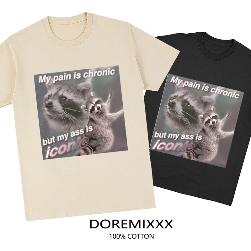 

Забавная уличная одежда Opossum Meme, футболка с надписью «Моя боль хроническая», топы для влюбленных Opossum, футболки для мужчин и женщин, винтажная хлопковая футболка