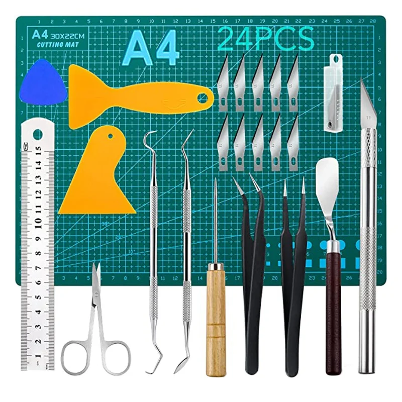 

24 PCS Precision Craft Weeding Tools Kit For Weeding Vinyl, Cameos, DIY Art Work Cutting, Hobby, Scrapbook