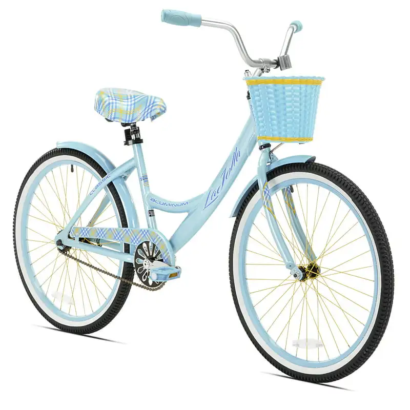 

24" Jolla Girls Cruiser Bike, Light Blue For Age 4-10 Boys and Girls Before School Gift