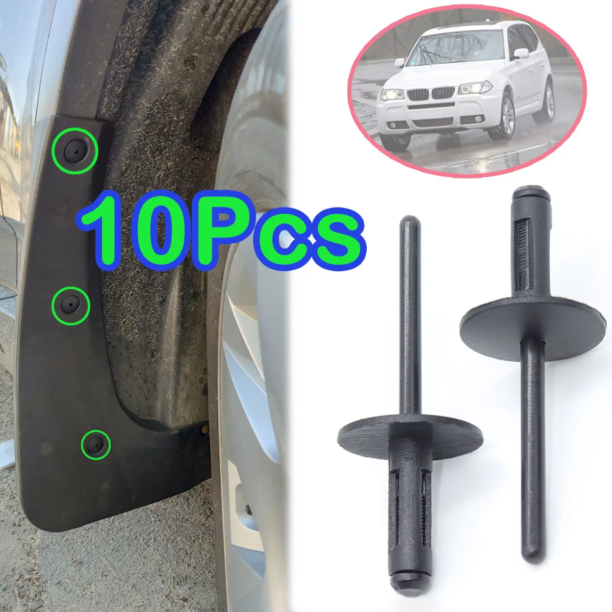 

10Pcs Bumper Fender Wheel Arch Spreader Blind Rivets For BMW 5 Gran Turismo Touring Cover Door Sill Side Skirts Rocker Moulding