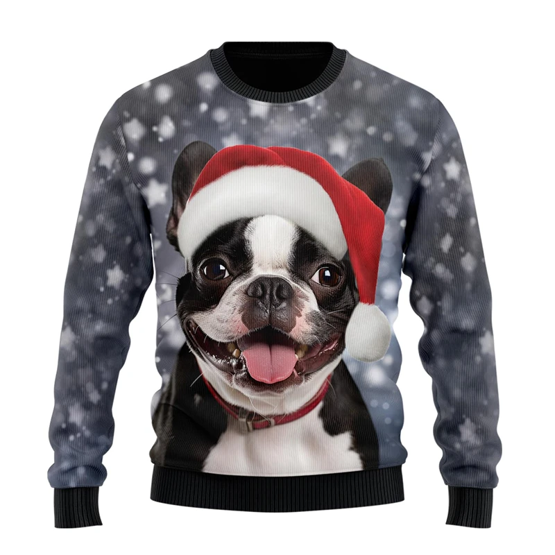 Уродливый рождественский свитер с собакой для мужчин снежная ночь женский