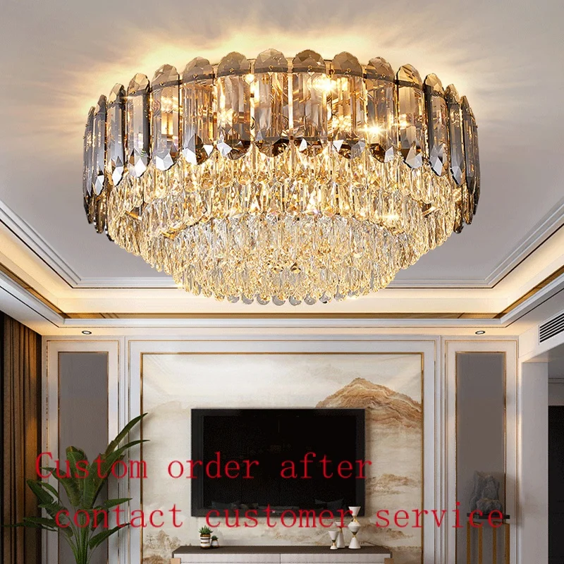 

Nordic luxury crystal ceiling lamp Simple and fashionable living room lamp Postmodern bedroom crystal lamp