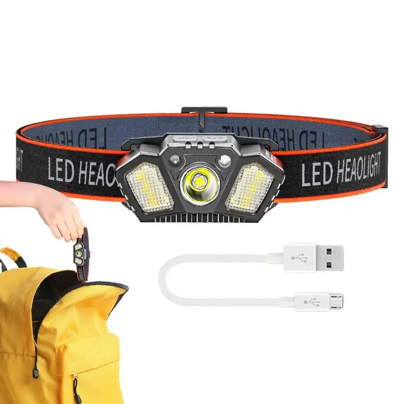 Rechargeable Headlamp 800 Lumen Rainproof Camping USB LED Headlamp Bright Mini Head Lamp With 5 Modes Hands Free Lights For