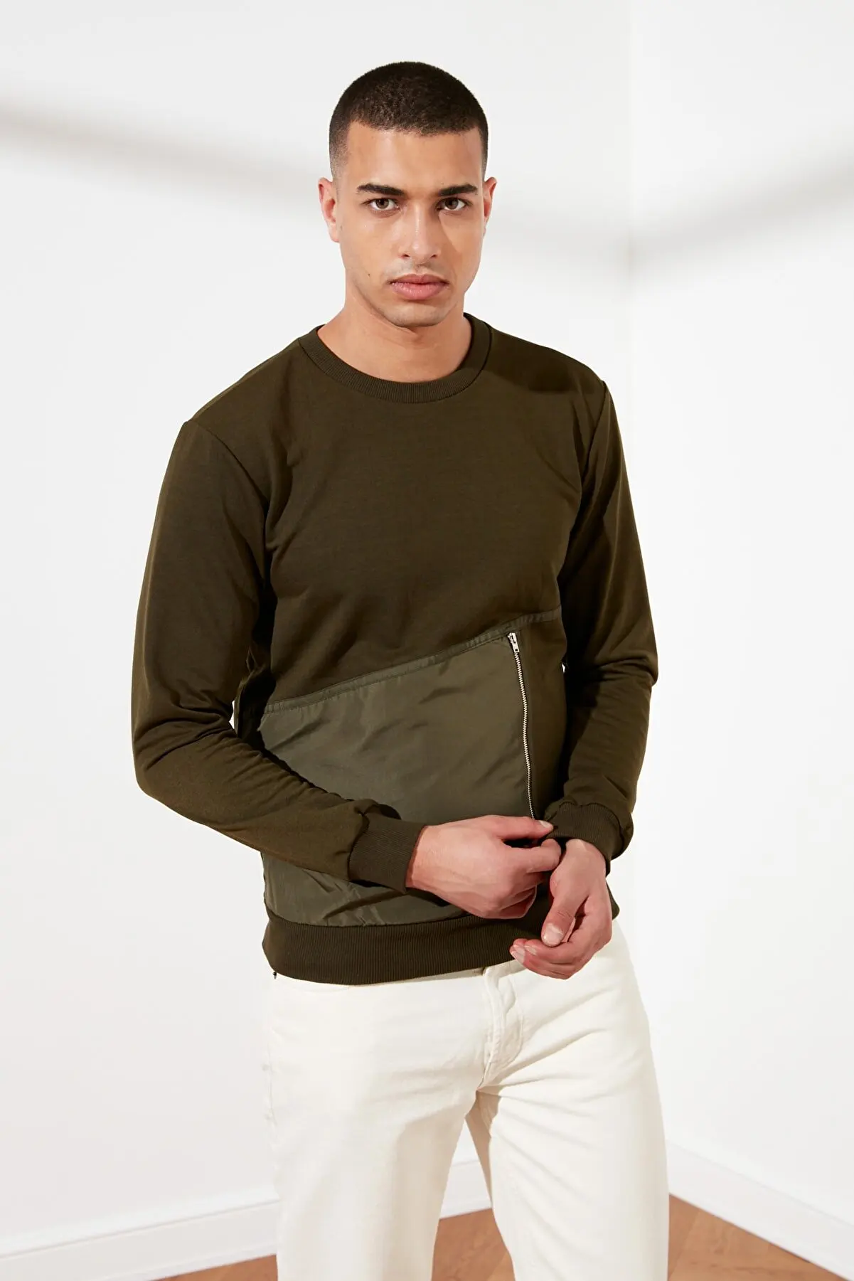 

Khaki Men's Slim Fit Sweatshirt Tale Trend Fashion Sweatshirts For Men Streetwear 75999034