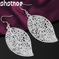 925 sterling silver leaf hollow drop earrings for women party engagement wedding birthday gift fashion jewelry